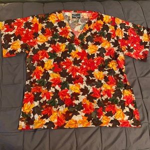 Fall Leaves Scrub Top